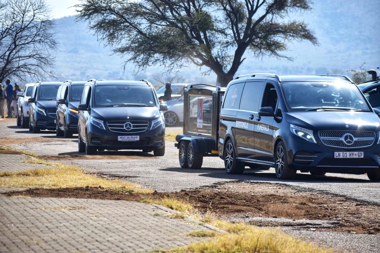 Sepotokele glass hearse trailer travelling through the bushveld