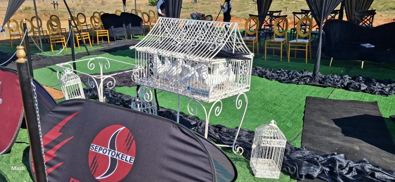 Memorial dove release setup by Sepotokele Funerals